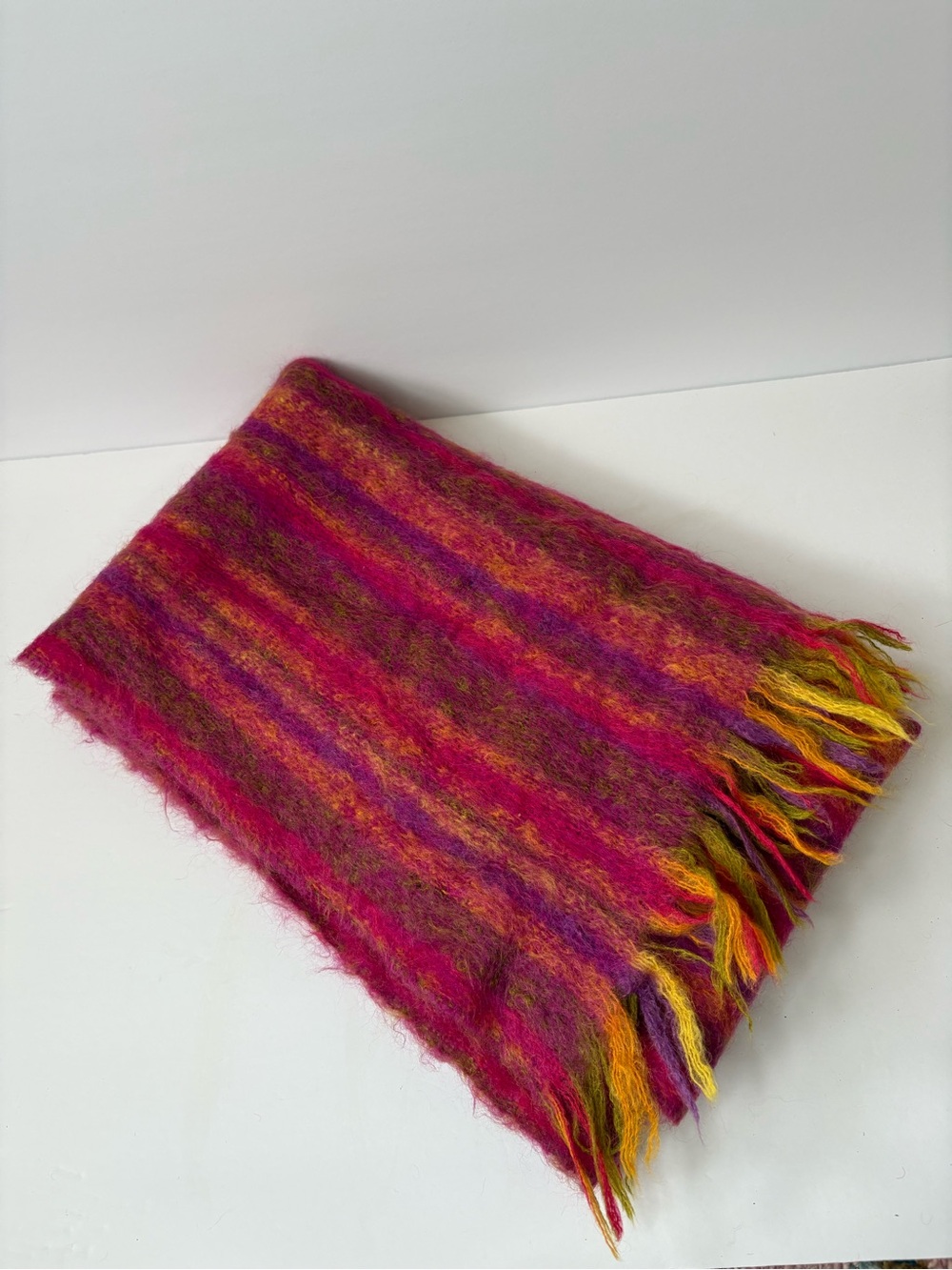 Hudson's Bay Voyageur Mohair Wool Big Scarf Blanket Scotland Pink Purple 21*63